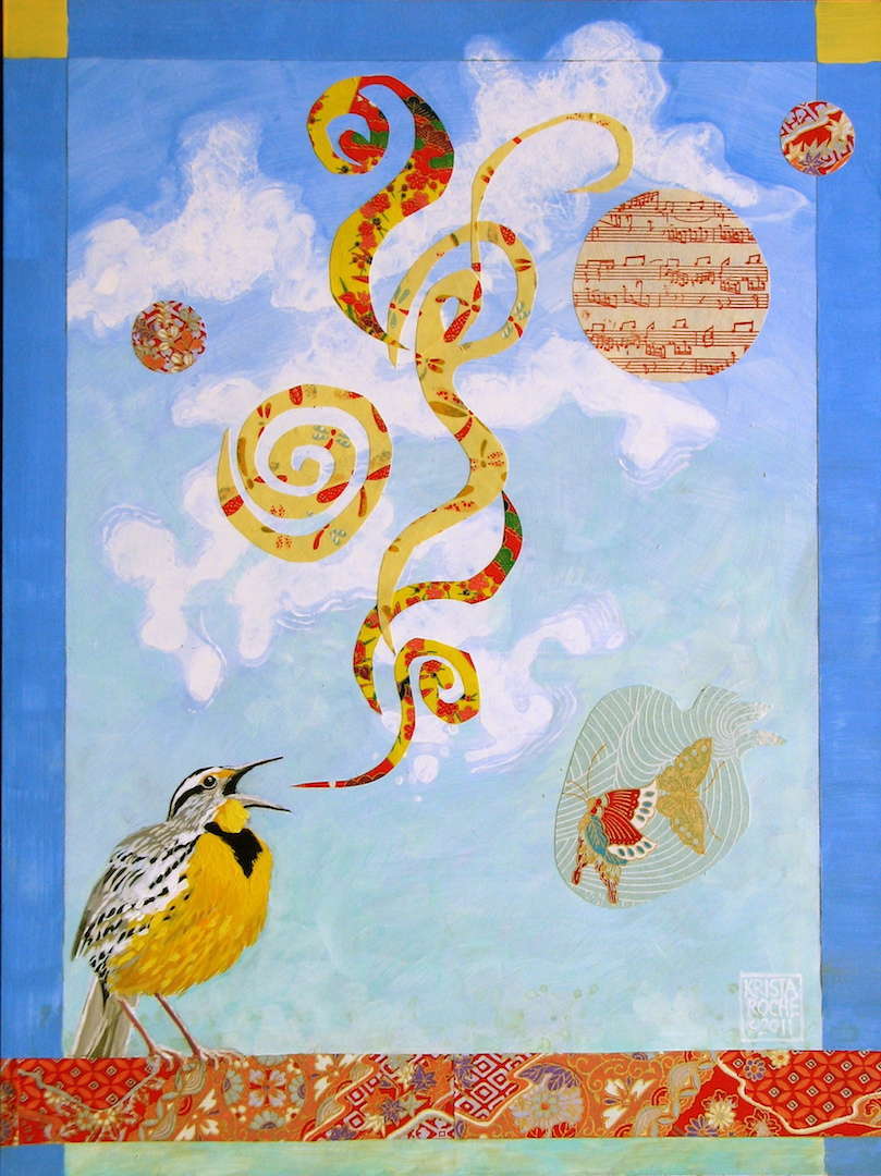 Meadowlark Music 1 | Acrylic and Collage | 16" x 12" | $750.00