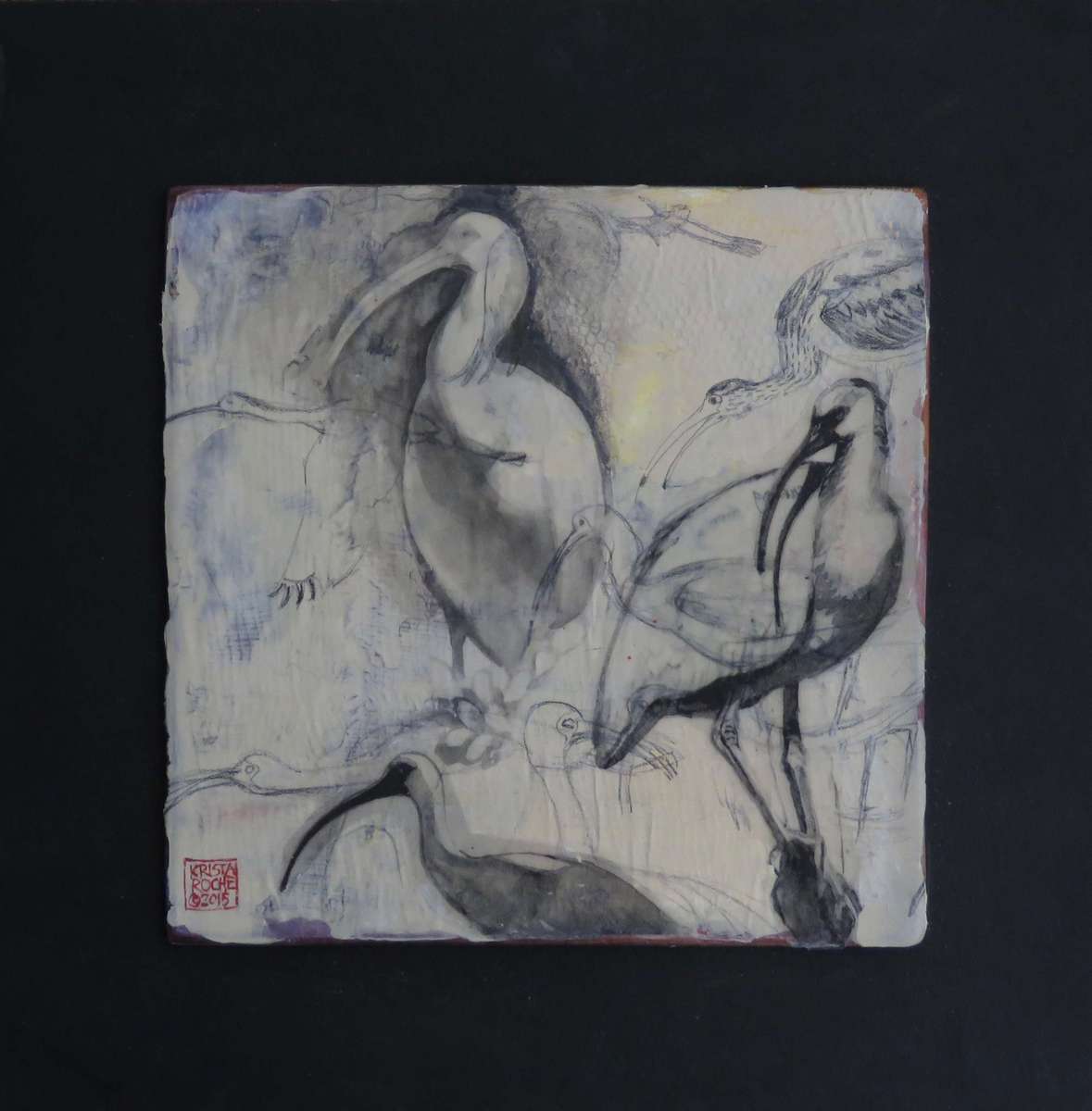 Ibis Sketches | Acrylic | 12" x 12" | $425.00