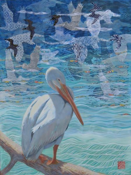 Pelican Day Dreams | Acrylic and Collage | 16" x 12" | $625.00
