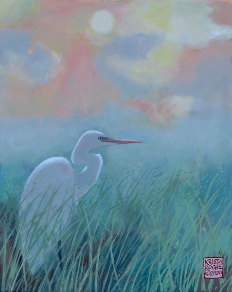 Egret at Dawn 2 | Acrylic | (10" x 8" | $325.00