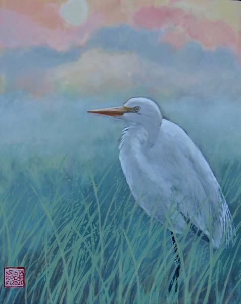 Egret at Dawn 1 | Acrylic | 10" x 8" | $325.00 | SOLD