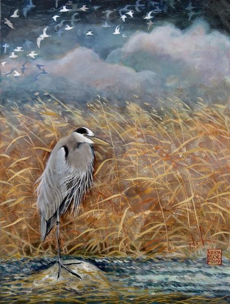 Alone in a Winter Marsh (Great Blue Heron) | Acrylic | 16" x 12" | $625.00 | SOLD