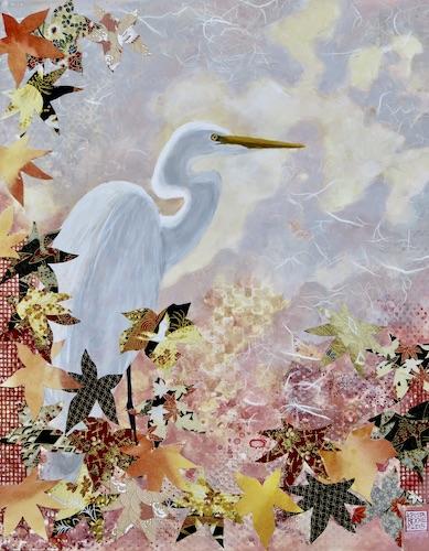 Autumn Egret 2 | 20" x 16" | acrylic/collage | $850.00 | 