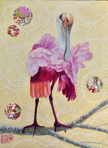 Dancing with the Spoonbills 4 | 16" x 12" | acrylic/collage | $750.00 | SOLD