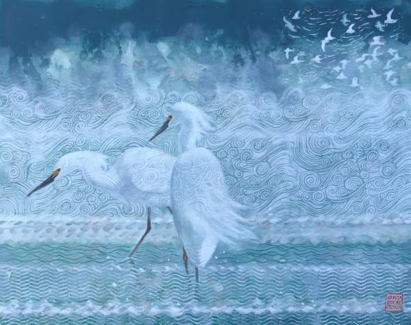 Wind Before the Storm 2 (Snowy Egret) | 16" x 20" | acrylic | $850.00 