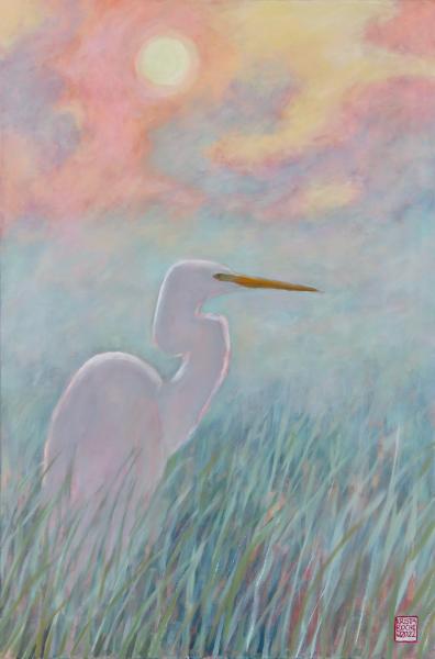 Egret at Dawn | 36" x 24" | acrylic | $1,500.00