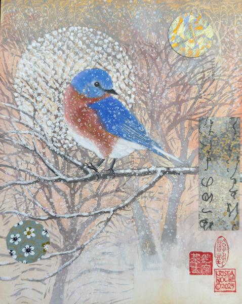 Winter Bluebird 2 | 10" x 8" | acrylic/collage | $450.00