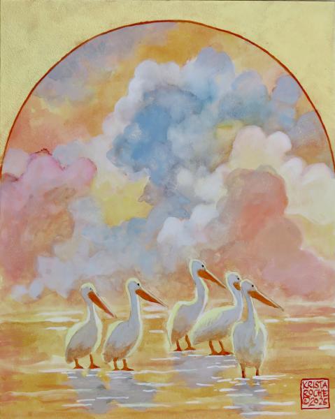 Pelicans in Cloudscape 2 | 10' x 8" | acrylic  | $450.00

