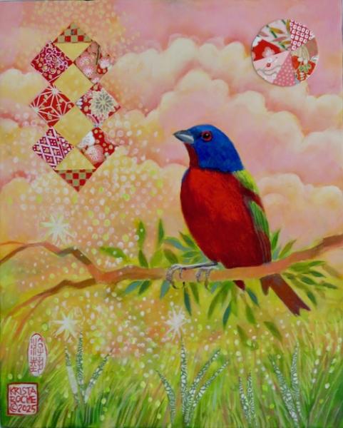 Everyday Gifts  (Painted Bunting)  | 10"x8"| acrylic/collage | $450.00