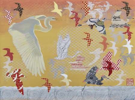 Sunset Flight | Acrylic and Collage | 12" x 16" | $750.00