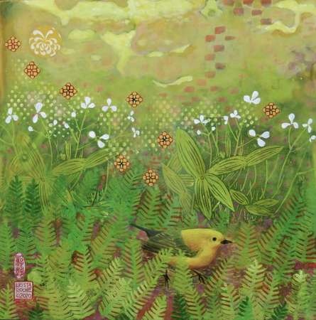 Spring Wetland 1 | Acrylic and Collage | 12" x 12" |©2020 by Krista  Roche | SOLD