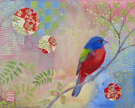 April Awakening 2 (Painted Bunting) | 8" x 10" | acrylic/collage | $395.00 | SOLD