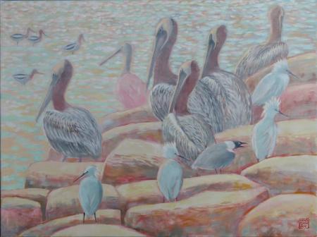 A Gathering in Morning Fog | 18" x 24" | acrylic | $1950.00 