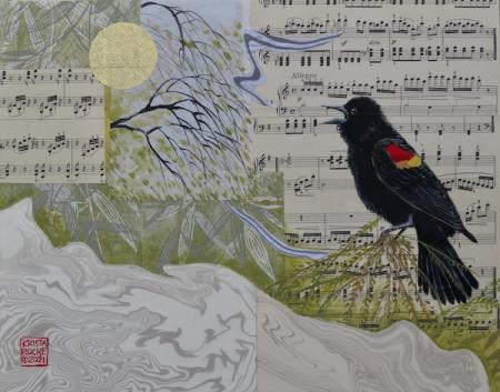 Call of the Redwing 2 | 11" x 14" | acrylic/collage | $595.00