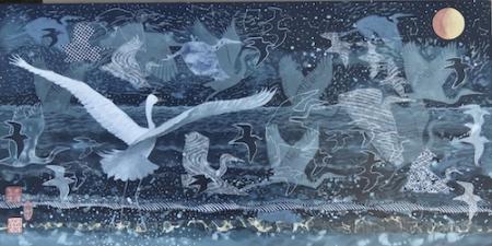 Wings of Night 3 | acrylic/collage | 12' x 24' | $795.00 | SOLD