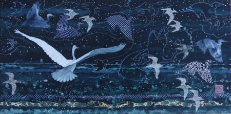 Wings of Night 2 | 10" x 20" | acrylic/collage | $750.00