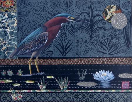 Shadow Bird (Green Heron) | 11" x 14" | acrylic/collage | $650.00 | SOLD