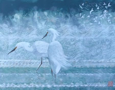Wind Before the Storm 2 (Snowy Egret) | 16" x 20" | acrylic | $850.00 