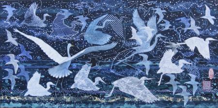 Wings of Night 2 | 10" x 20" | acrylic/collage } 700.00