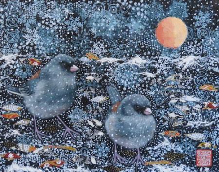 Snow Birds | 8"x10" | acrylic/collage | $450.00 | SOLD